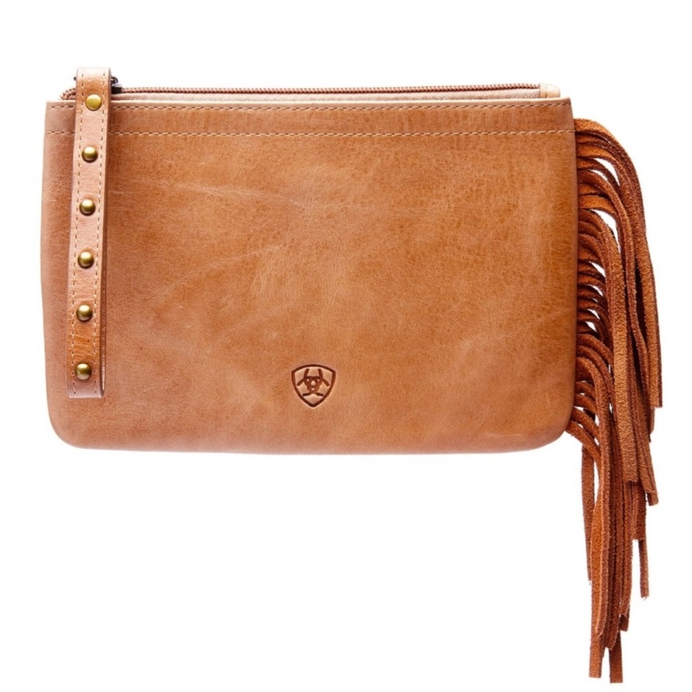 Ariat Camel Leather Wrislet Fringe